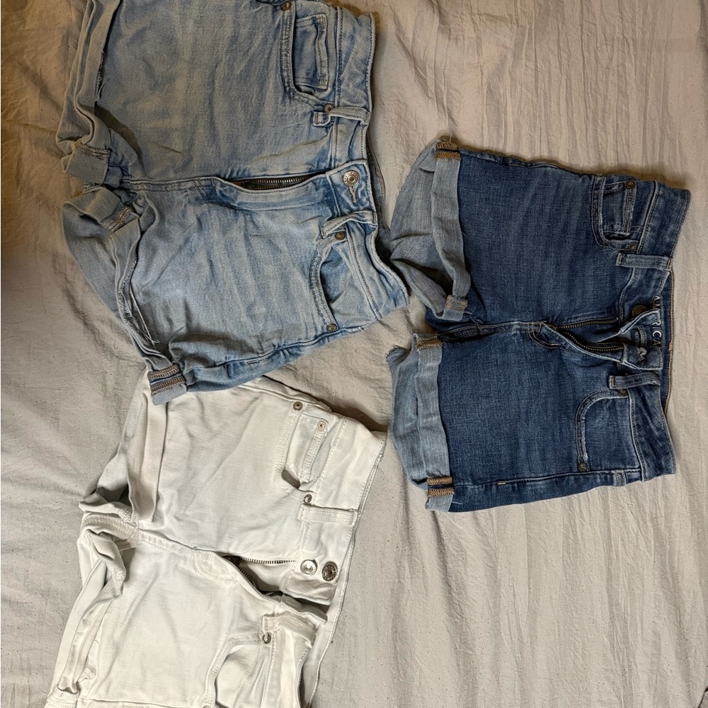 american eagle girls sz 000 Set of Three Denim Shorts in Blue and White - Picture 2 of 14